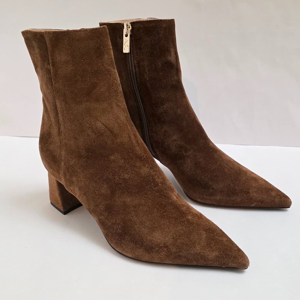AGL Mimma Pointed Toe Block Heel Suede Bootie In … - image 2